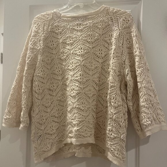 Vera Wang Simply Vera Crochet Ivory Blouse, Size XL - Picture 2 of 3